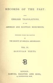 Cover of: Records of the past: being English translations of the Assyrian and Egyptian monuments.