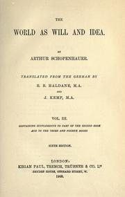 Cover of: The world as will and idea by Arthur Schopenhauer