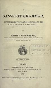 Cover of: A Sanskrit grammar by William Dwight Whitney