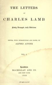 Cover of: The letters of Charles Lamb: newly arranged with additions