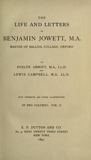 Cover of: life and letters of Benjamin Jowett