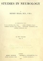 Cover of: Studies in neurology