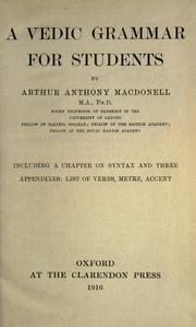 Cover of: Vedic grammar. by Arthur Anthony Macdonell