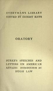 Cover of: Burke's speeches and letters on American affairs. by Edmund Burke