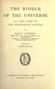 Cover of: The riddle of the universe at the close of the nineteenth century