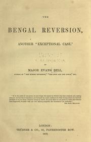 Cover of: Bengal reversion: another "exceptional case."