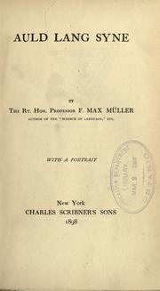 Cover of: Auld lang syne by F. Max Müller