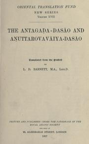 The Antagada-dasao and Anuttarovavaiyadasao by Lionel D. Barnett