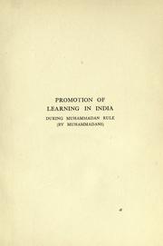 Cover of: Promotion of learning in India during Muhammadan rule (by Muhammadans) by Narendra Nath Law