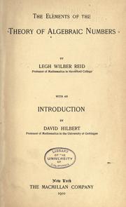 Cover of: The elements of the theory of algebraic numbers