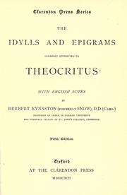 Cover of: The idylls and epigrams commonly attributed to Theocritus