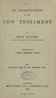 Cover of: An introduction to the New Testament.