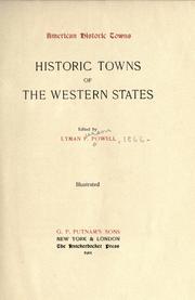 Cover of: Historic towns of the western states
