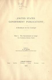 Cover of: United States government publications: a handbook for the cataloger ...