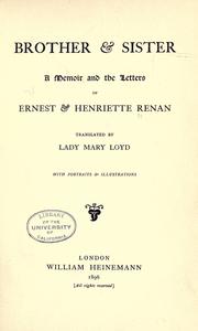 Cover of: Brother and sister by Ernest Renan
