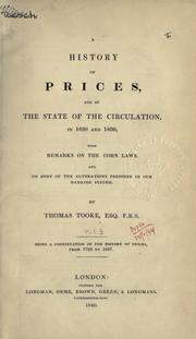 Cover of: history of prices, and of the state of circulation