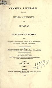 Cover of: Censura literaria. by Brydges, Egerton Sir