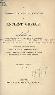 Cover of: A history of the literature of ancient Greece by Karl Otfried Müller