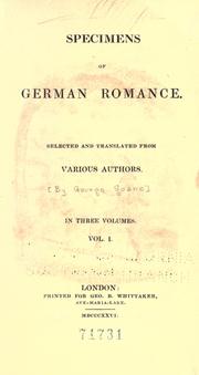 Cover of: Specimens of German romance.