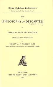 Cover of: The philosophy of Descartes in extracts from his writings by René Descartes