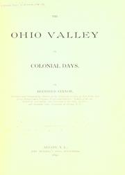 Cover of: The Ohio Valley in colonial days. by Berthold Fernow