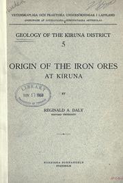 Cover of: Origin of the iron ores at Kiruna.