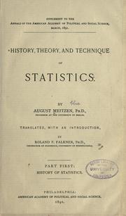 Cover of: History, theory, and technique of statistics.