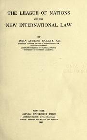 Cover of: The League of nations and the new international law.