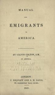 Cover of: Manual for emigrants to America