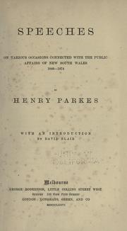 Cover of: Speeches on various occasions connected with the public affairs of New South Wales, 1848-1874.