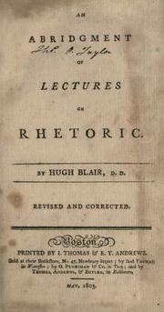 Cover of: abridgment of Lectures on rhetoric