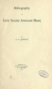 Cover of: Bibliography of early secular American music