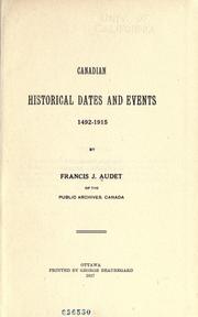 Cover of: Canadian historical dates and events, 1492-1915. by François Joseph Audet