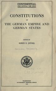 Cover of: Constitutions of the German empire and German states.