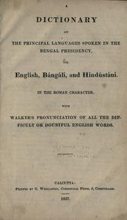 Cover of: A dictionary of the principal languages spoken in the Bengal presidency by P. S. D'Rozario