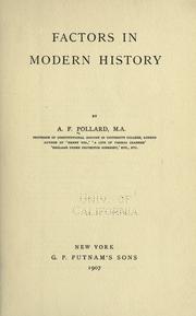 Cover of: Factors in modern history