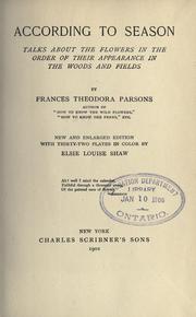 Cover of: According to season by Frances Theodora Parsons