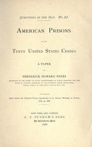 Cover of: American prisons in the tenth United States census.