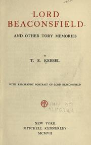 Cover of: Lord Beaconsfield and other Tory memories