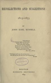 Cover of: Recollections and suggestions 1813-1873