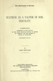 Cover of: Sulphur as a factor in soil fertility ... by John Woodard