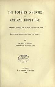 Cover of: The Poésies diverses of Antoine Furetieère: a partial reprint from the edition of 1664