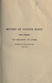 Cover of: Oeuvres de Auguste Barth: recueillies ©Ła l'occasion de son quatre-vingti©Łeme anniversair