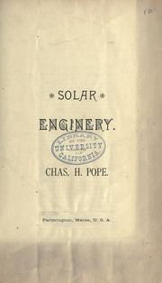 Cover of: Solar enginery. by Charles Henry Pope