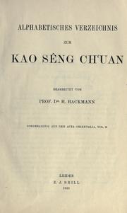 Cover of: Alphabetisches Verzeichnis zum Kao sêng ch'uan