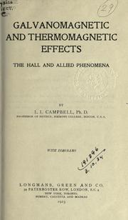 Cover of: Galvanomagnetic and thermomagnetic effects by L. L. Campbell