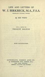 Cover of: Life and letters of W.J. Birkbeck ...