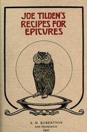 Cover of: Joe Tilden's recipes for epicures.