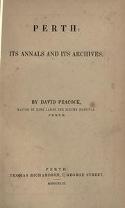 Cover of: Perth : its annals and its archives