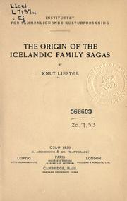 Cover of: The origin of the Icelandic family sagas